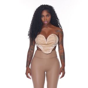 Beige Ruched Heart Bustier Top